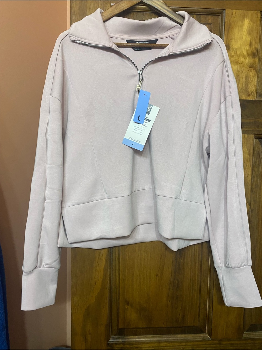 Women's Light Pink Quarter-Zip Pullover Top